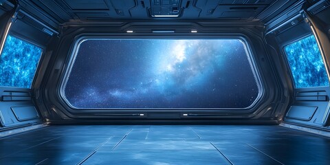 Futuristic space station interior with sleek technology