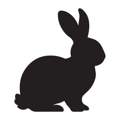 Fototapeta premium Silhouette rabbit or bunny animal black color, Rabbit sitting on the ground silhouette black color vector art illustration