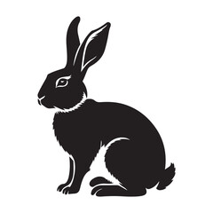 Obraz premium Silhouette rabbit or bunny animal black color, Rabbit sitting on the ground silhouette black color vector art illustration