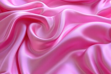 Fototapeta premium Romantic Pink Satin Waves. Soft and Luxurious Silk Background with Elegant Textures