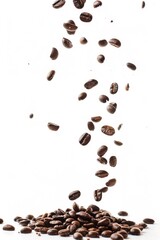 Obraz premium A pile of freshly fallen coffee beans suspended in mid-air, ready for use