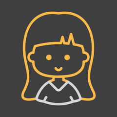 Woman girl with long straight hair vector icon