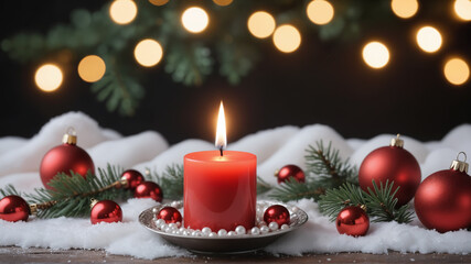 christmas decoration candle flame bokeh lights background