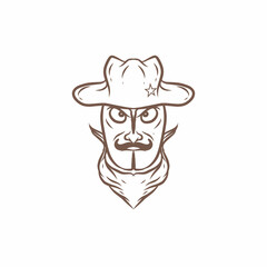 Gentleman coffee character, hat and mustache vector illustration
