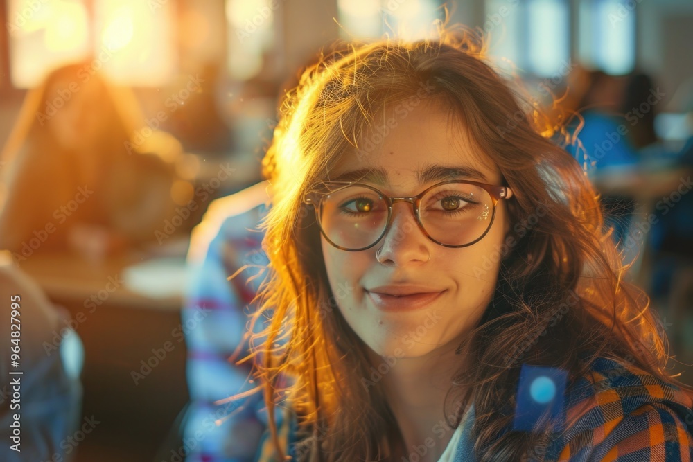 Sticker A person studying or working at a desk with glasses on