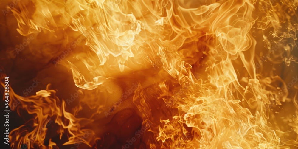 Poster a close-up view of a burning flame with intense heat and light