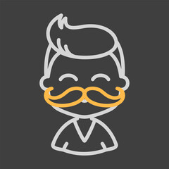 Man boy with mustache avatar vector icon