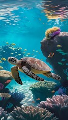 Fototapeta premium coral reef with fish