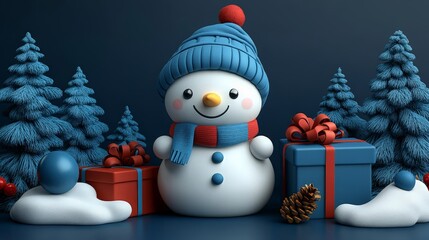 Happy New Year 2025 Number. Symbols realistic cartoon 3d render with gift box. Christmas decoration. Celebrate party color sign 2025. Xmas Poster, banner. ai generated