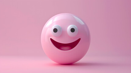 Fototapeta premium Joyful eyes and mouth emoji expression on pink background