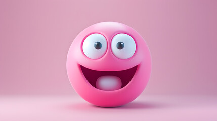 Joyful eyes and mouth emoji expression on pink background