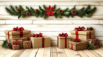 Happy Holidays, season's greetings and new year vector template with Christmas element decoration. ai generated