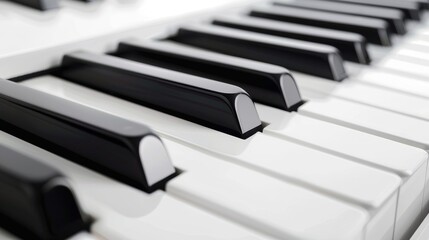 Close-Up of Piano Keyboard Keys on White Background