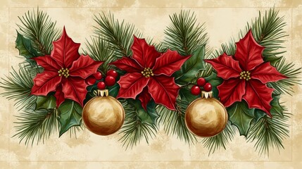 Happy Holidays, season's greetings and new year vector template with Christmas element decoration. ai generated