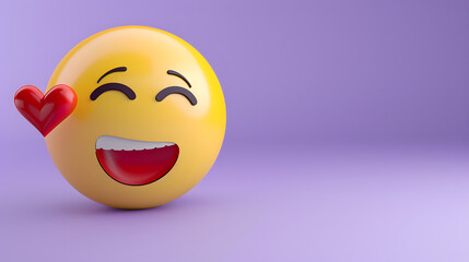 Fototapeta premium Loving eyes and mouth emoji expression on purple background