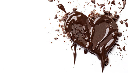 chocolate stain in the form of heart with falling