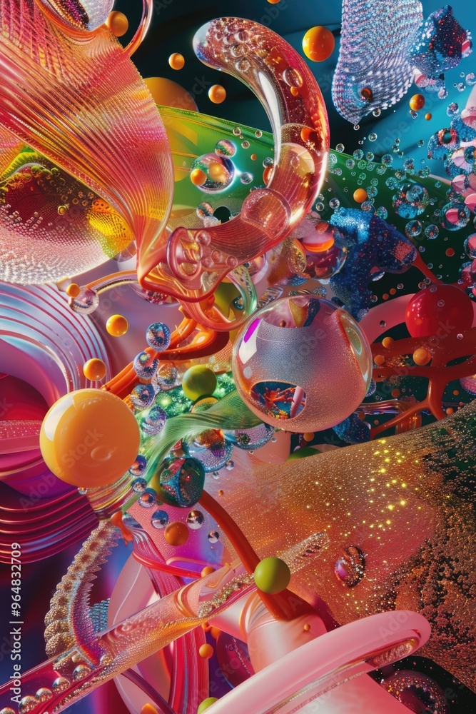 Poster A collection of vibrant objects on a flat surface, ideal for use in advertising or product displays
