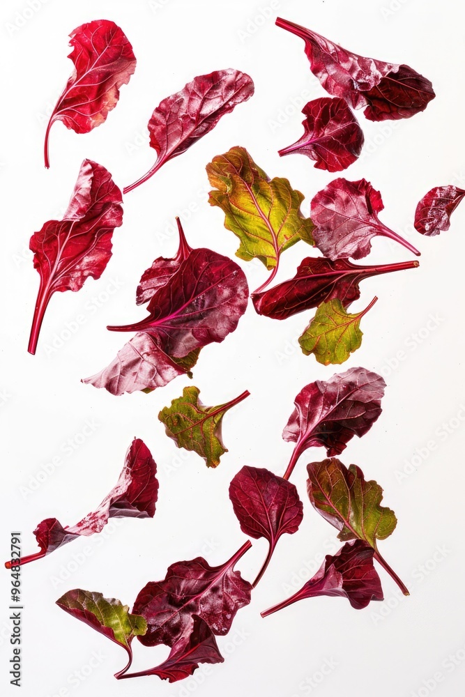 Poster a collection of colorful fall leaves arranged on a white background