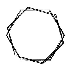 Hexagon grunge texture element frame border shape icon for decorative vintage doodle for design in vector illustration
