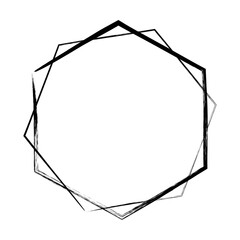 Hexagon grunge texture element frame border shape icon for decorative vintage doodle for design in vector illustration