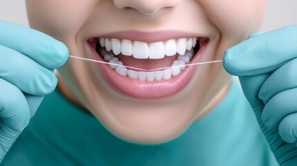 Symbolic Image for Dental Care and Oral Hygiene A Close-up of Perfectly White Teeth Brushed with Care Highlighting the Importance of Regular Dentist Visits and Mouth Health
