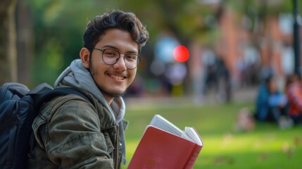 A hiker holds a book while walking through nature, great for outdoor adventures and literature enthusiasts
