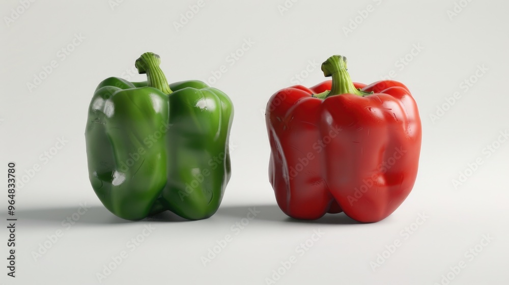 Poster two peppers sit together, possibly arranged for display or use in a recipe