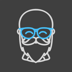 Bald beard man in glasses vector icon