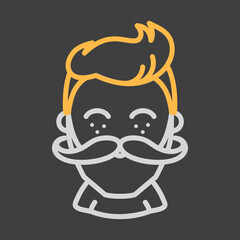 Bearded man's face vector icon. Hipster character