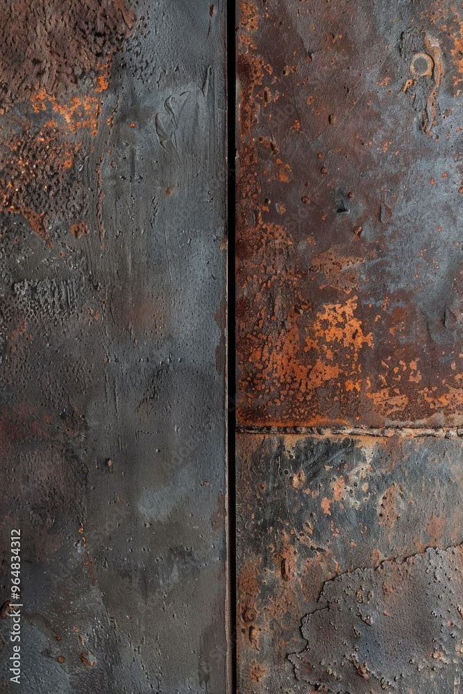 Poster close-up view of rusty metal surface, ideal for industrial or mechanical applications
