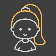 Woman girl head with ponytail vector icon