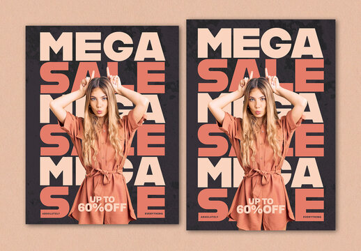Discount Sale Poster Layout Design with Stacked Text 