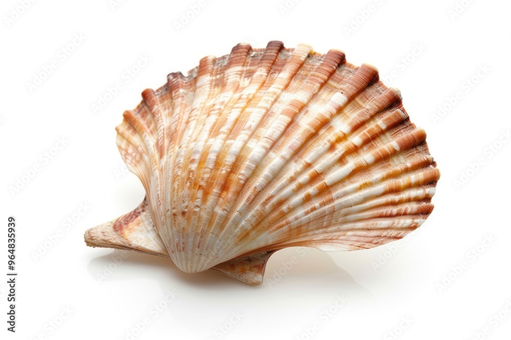 Poster a detailed view of a shell on a white background, suitable for use in still life photography or as a