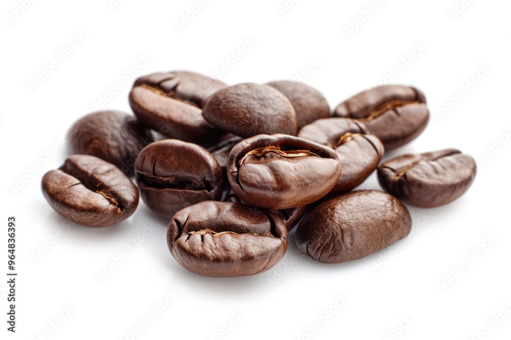 Poster a stack of coffee beans on a clean surface