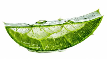 A fresh aloe vera slice on a white background