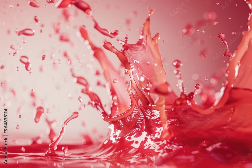 Poster A close-up view of a red substance splattered on a red surface