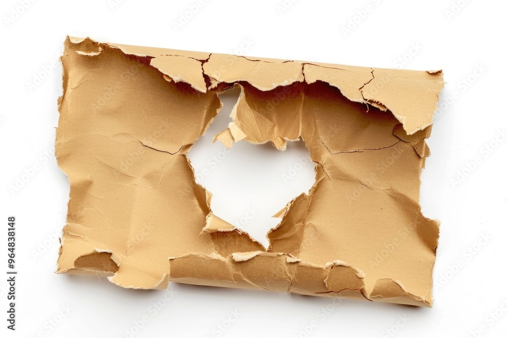 Poster a torn piece of paper with a circular hole
