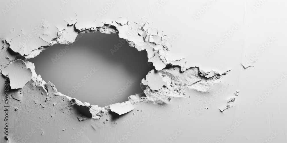 Aufkleber a black and white image of a hole in a wall, suitable for use in historical or architectural context