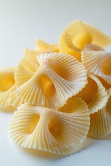 Fresh pasta shells arranged on a clean white surface, great for food styling and photography
