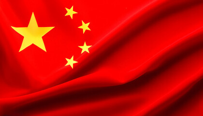 China flag waving in the wind. Close up of China banner blowing, soft and smooth silk. Cloth fabric texture ensign background. Use it for national day and country occasions concept.