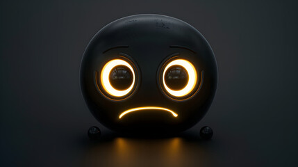 Obraz premium Nervous eyes and mouth emoji expression on black background