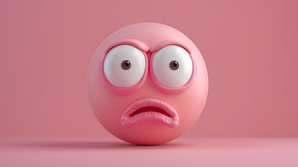 Fototapeta premium Nervous eyes and mouth emoji expression on pink background