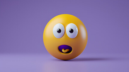 Nervous eyes and mouth emoji expression on purple background