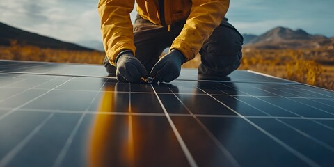 Solar technician skilled worker in renewable energy