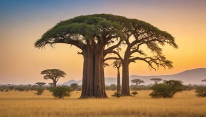 Fototapeta premium Baobabs at sunset