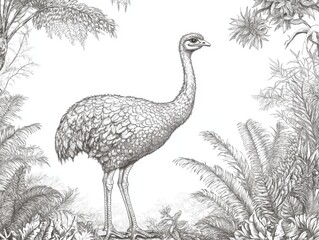 Suitable for related events and promotions, this line art illustration celebrates Cassowary Day