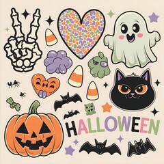 delightful collection cute ghost illustrations for Halloween. ghost have a unique and Adorableexpression. illustration Halloween season