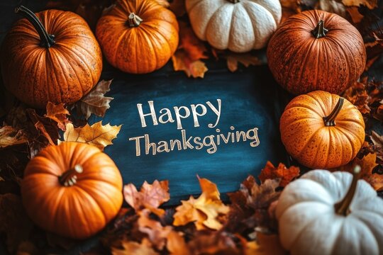 Composite image of illustration of happy thanksgiving day text