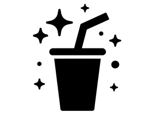 cup, drink, straw, simple, soda, black, minimal, icon, symbol, line, transparent background, isolated, cut out, illustration, food, softdrink, coke, cola, container, vector, plastic, juice, design