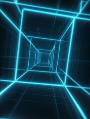 Obraz premium The illustration is characterized by glowing lines and a radiant effect, along with straight broken patterns and luminous neon streaks placed against a dark background.